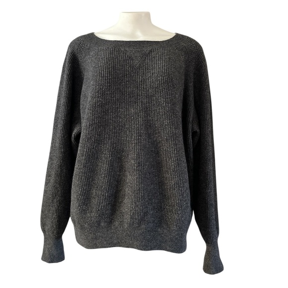 J.Crew Waffle Crewneck Sweater Supersoft Yarn Dark Gray AU299 Size L - Picture 1 of 11